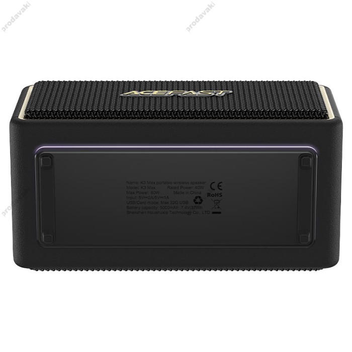 Портативна колонка Bluetooth ACEFAST K3 Max portable wireless speaker BT5.4 USBTF/AUX TWS 80W Black